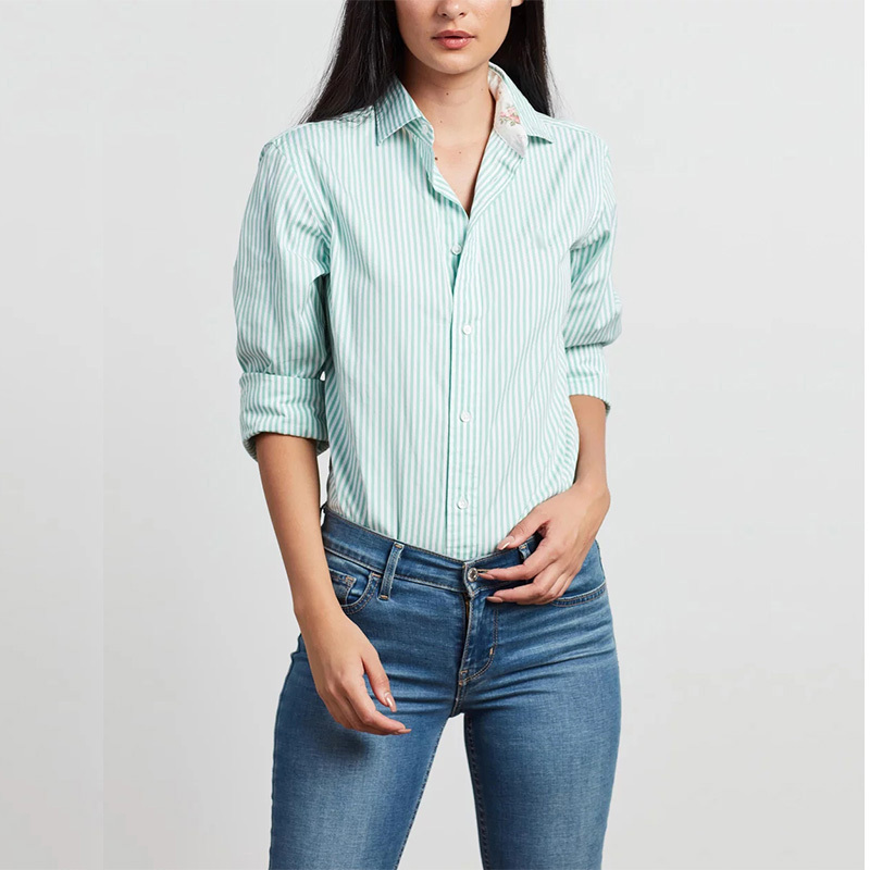 Women stripe long sleeve shirt