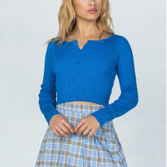 Ladies rib long sleeve crop top