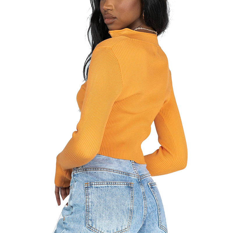 Ladies long sleeve half zip up ribbed crop top