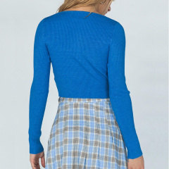 Ladies rib long sleeve crop top