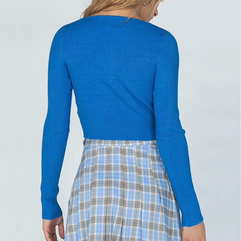 Ladies rib long sleeve crop top