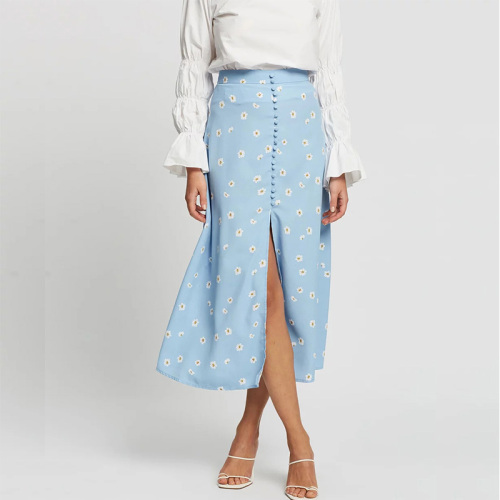 Crepe floral print midi skirt for women