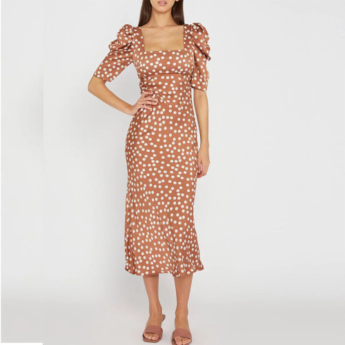 Womens polka dot midi dress