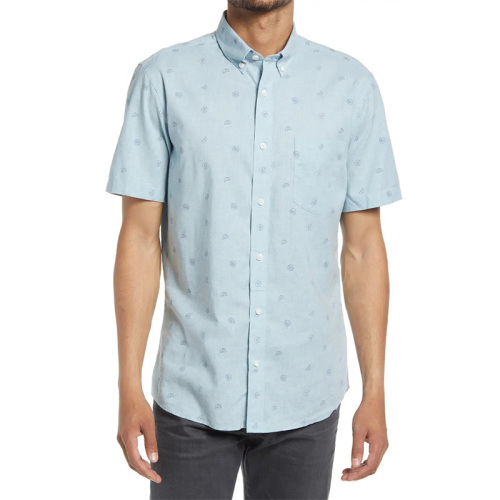 Floral print short sleeve button down shirt men