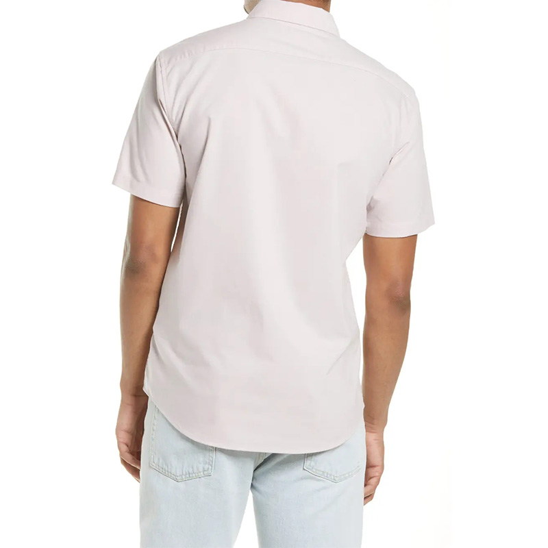 Men's casual solid short sleeve button-down shirt