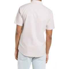 Men's casual solid short sleeve button-down shirt