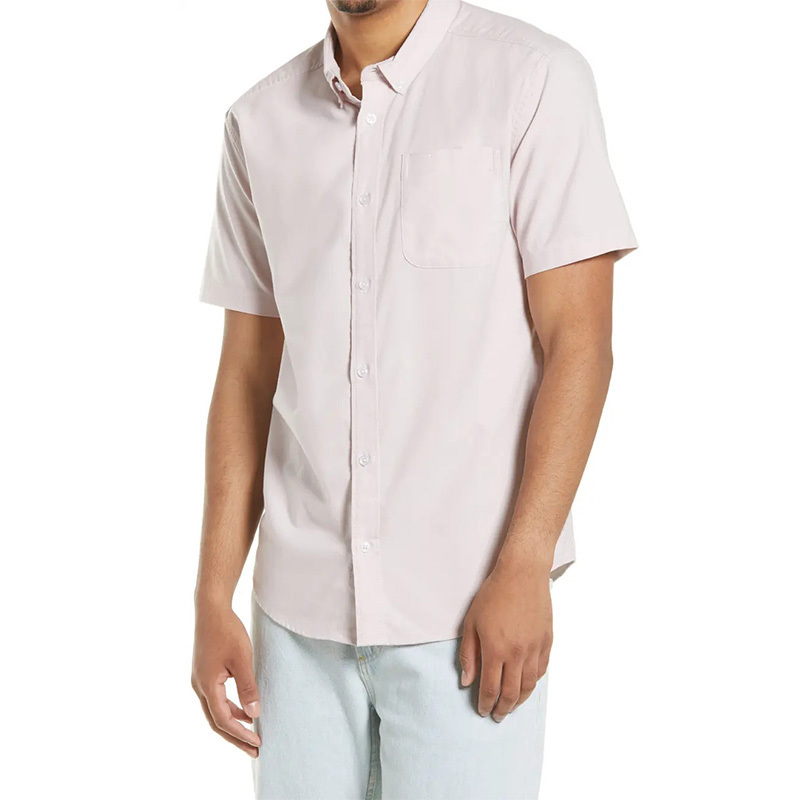 Men's casual solid short sleeve button-down shirt