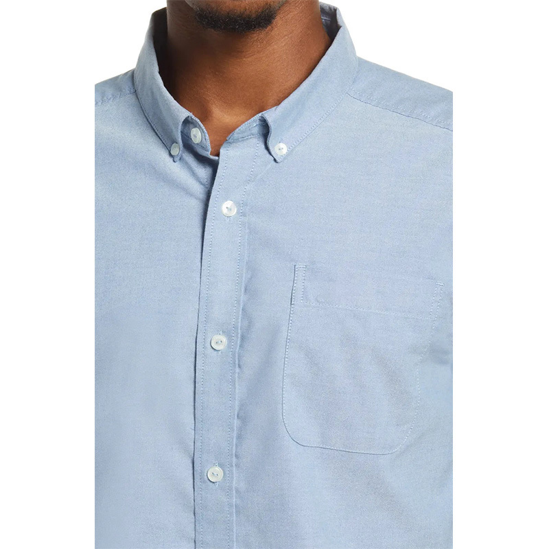 Men's casual solid short sleeve button-down shirt