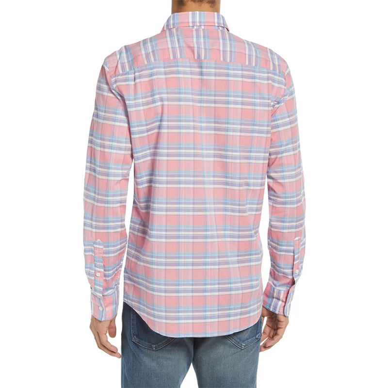 Mens casual long sleeves plaid button down shirt