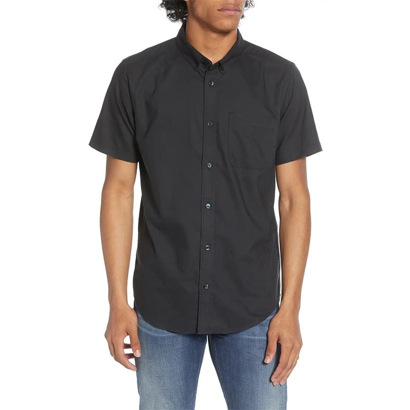 Men's casual solid short sleeve button-down shirt