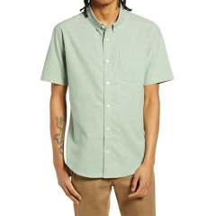 Men's casual solid short sleeve button-down shirt