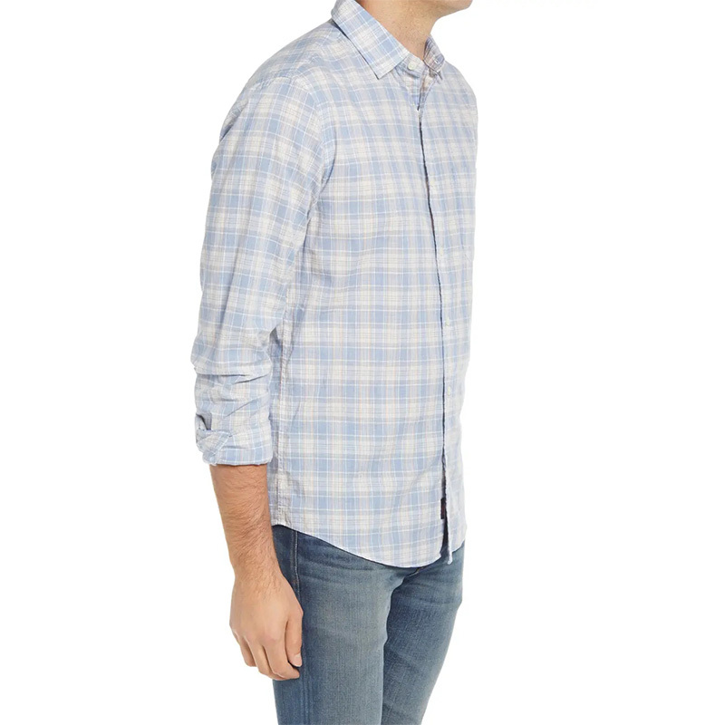Mens casual long sleeves plaid button down shirt