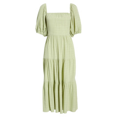 Casual womens puff sleeve midi dress