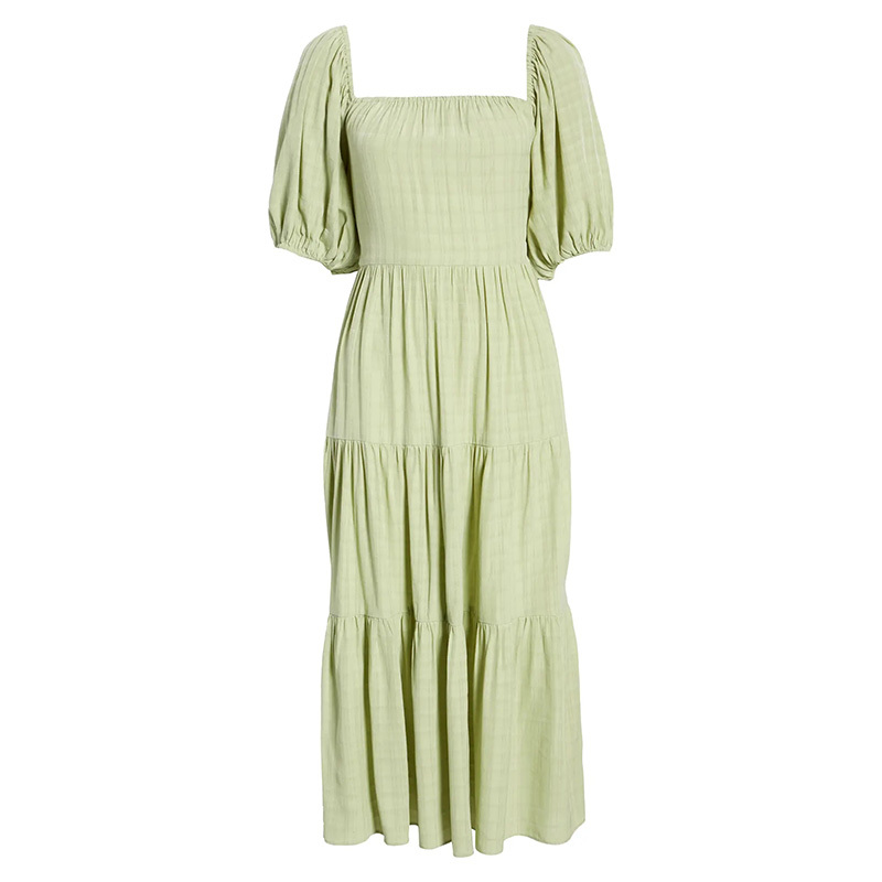 Casual womens puff sleeve midi dress