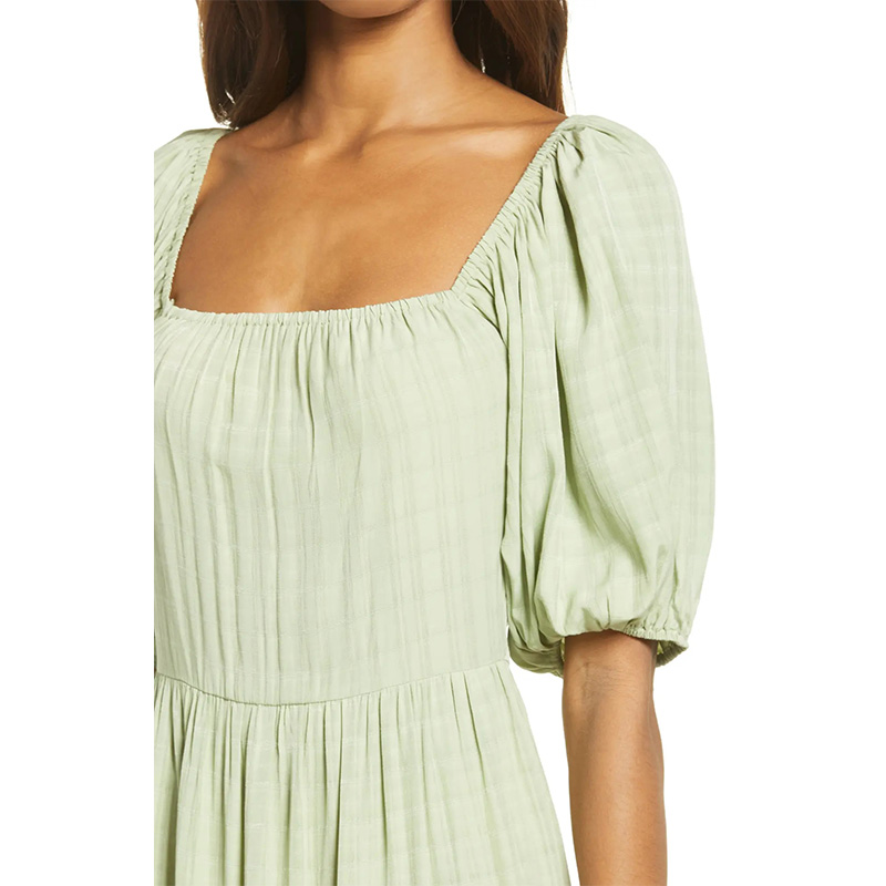 Casual womens puff sleeve midi dress