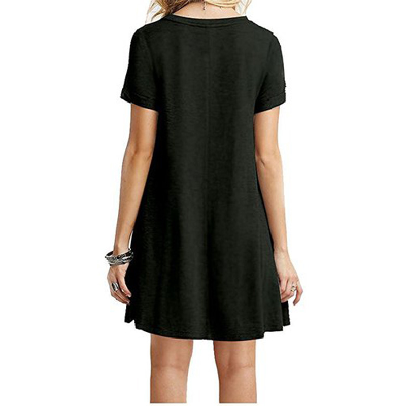 Womens summer casual short sleeve O-neck beach short dress