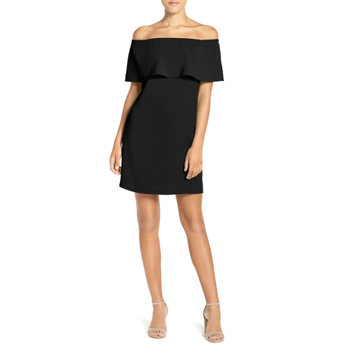 Black off the shoulder summer mini dress for women