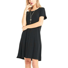 Womens summer casual short sleeve O-neck beach short dress