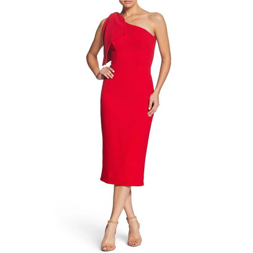 One shoulder one sleeve midi dress