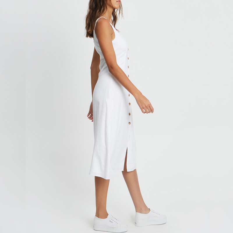 Women's casual summer white midi dress