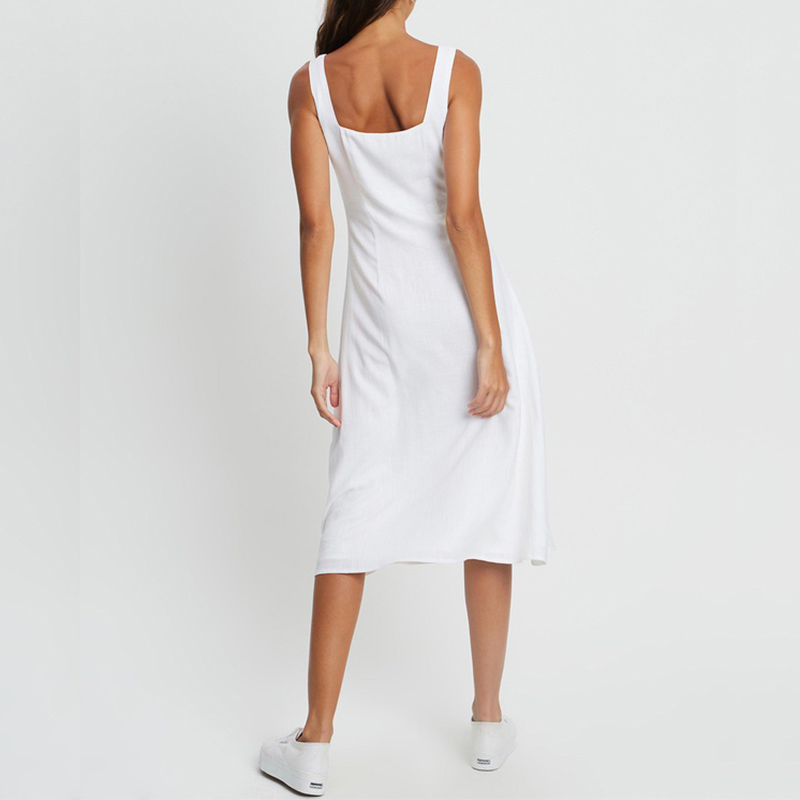 Women's casual summer white midi dress