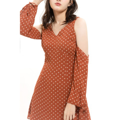 Long sleeve off shoulder chiffon mini dress