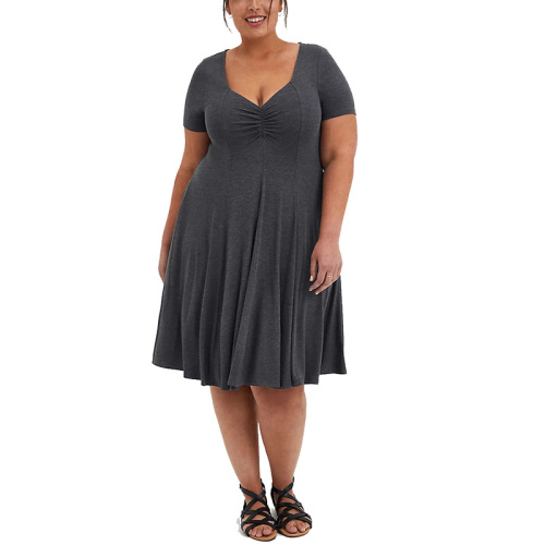 Clothing for middle aged woman V neck plus size jersey dresses