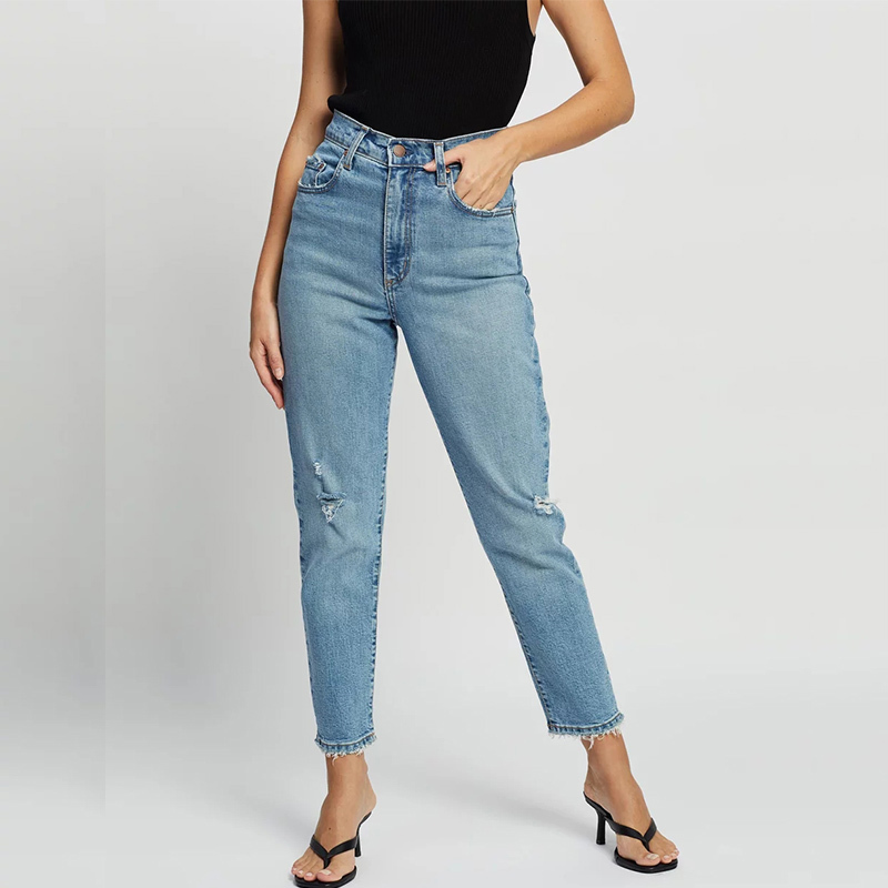 High waisted ankle stretch jeans women