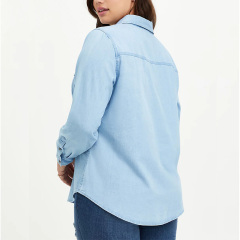 Women's plus size denim button down shirts