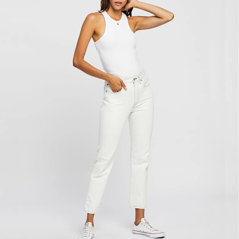 Straight leg cropped jeans women