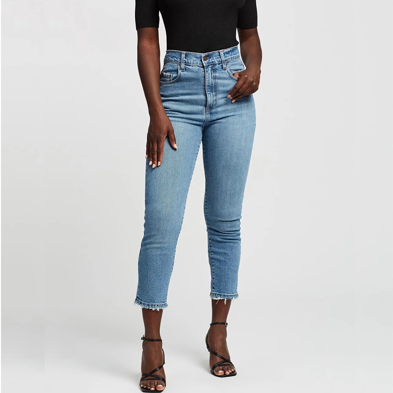 High waisted ankle stretch jeans women