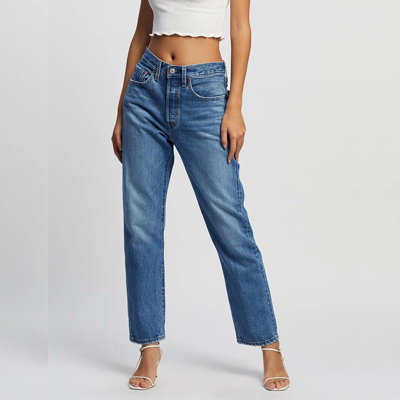 Straight leg cropped jeans women