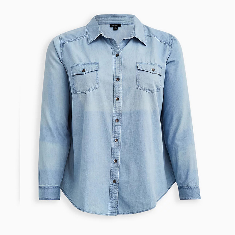 Women's plus size denim button down shirts