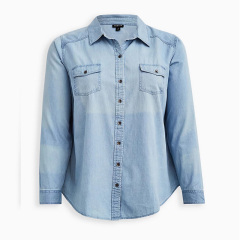 Women's plus size denim button down shirts