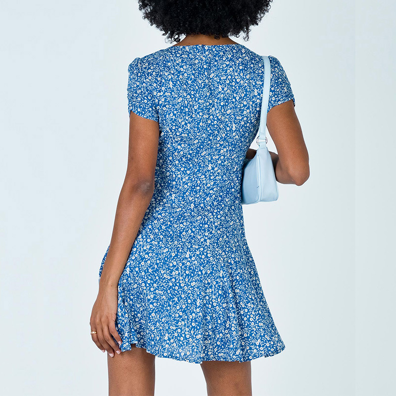 Summer short sleeve V neck Leopard print mini dress