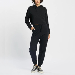 High waist basic cotton black Jogger pants for women