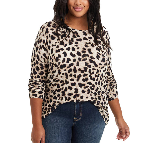 Plus size leopard print tops for women