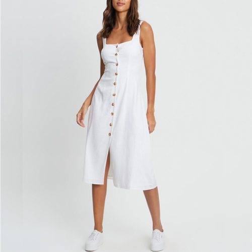 Women's casual summer white midi dress