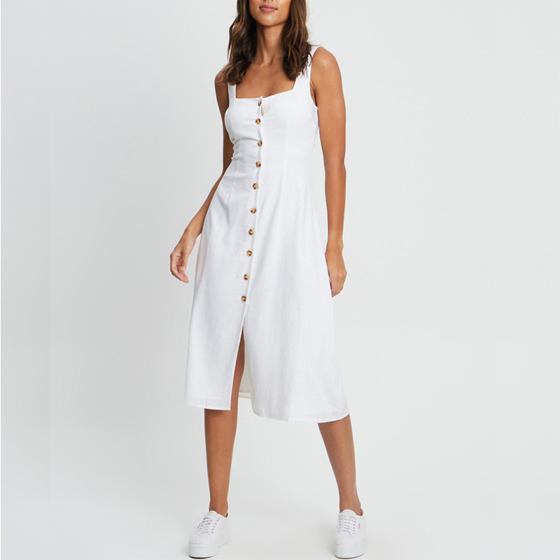 Women's casual summer white midi dress