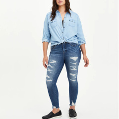 Women's plus size denim button down shirts