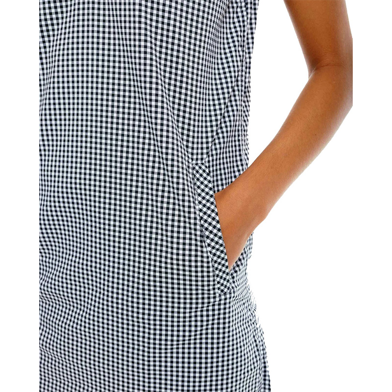 Womens black and white check mini shirt dress