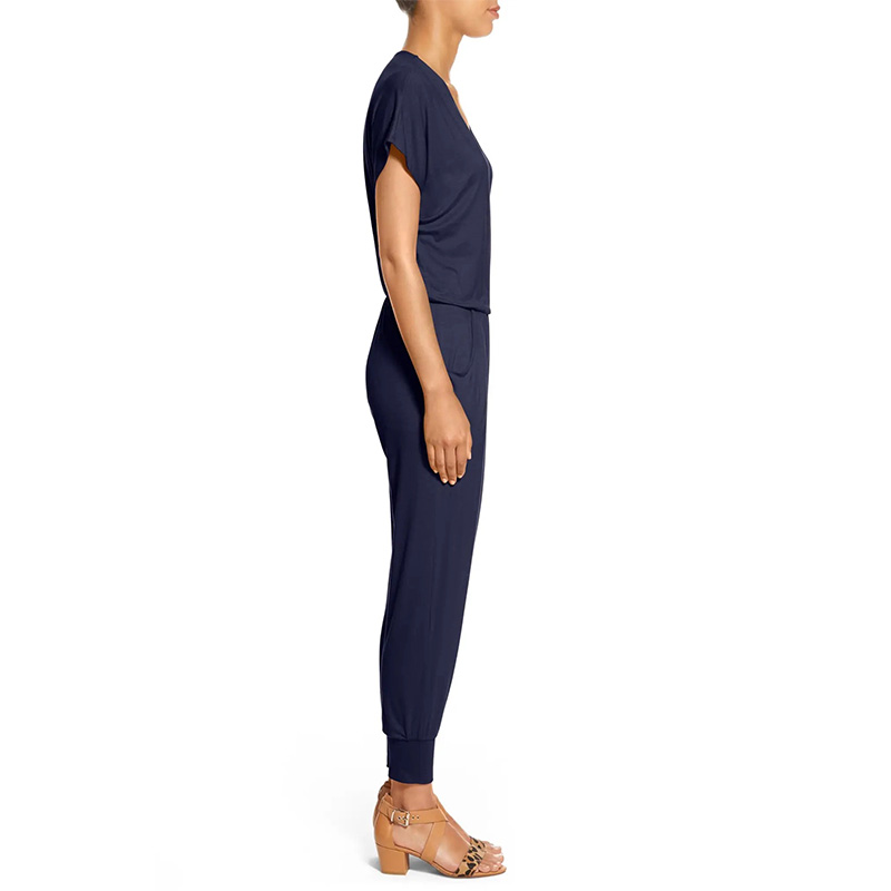 Short sleeve wrap top jumpsuit womens