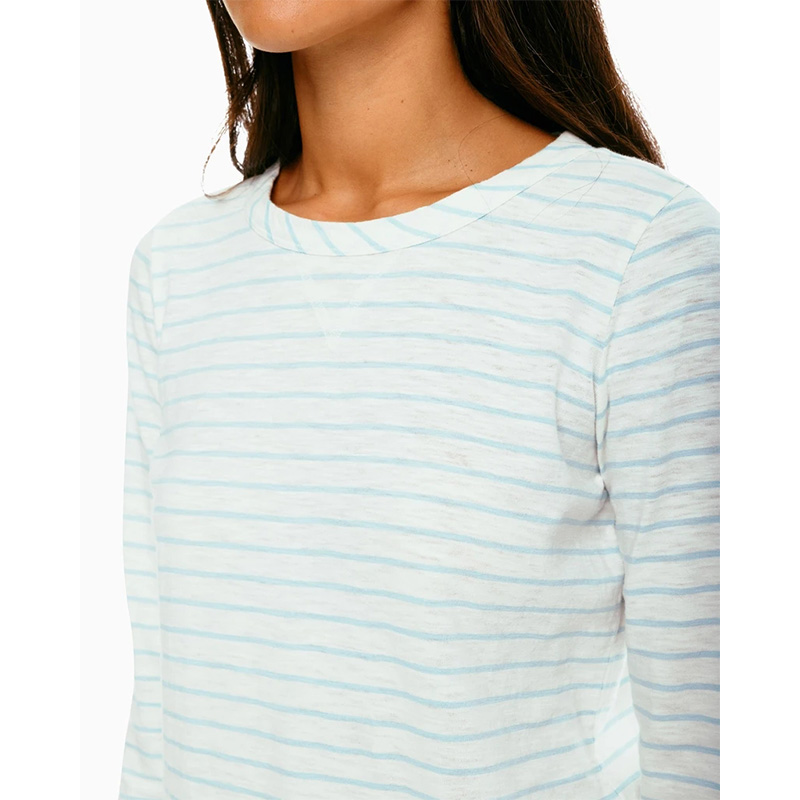Womens long sleeves striped crew neck pullover