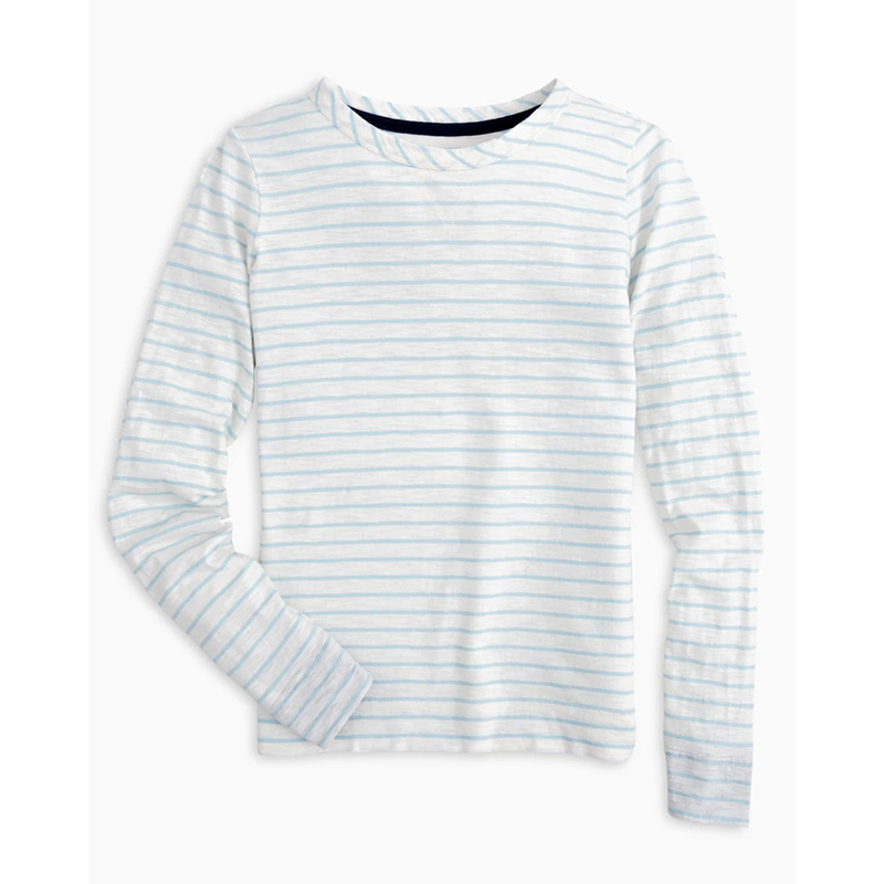 Womens long sleeves striped crew neck pullover