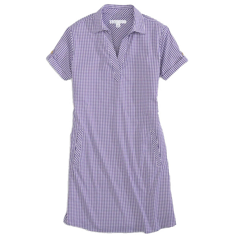 Womens black and white check mini shirt dress