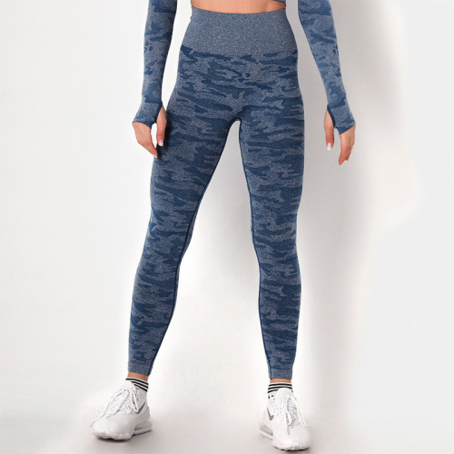 Hot sale tight seamless camouflage high waist stretch sexy sports yoga pants for women
