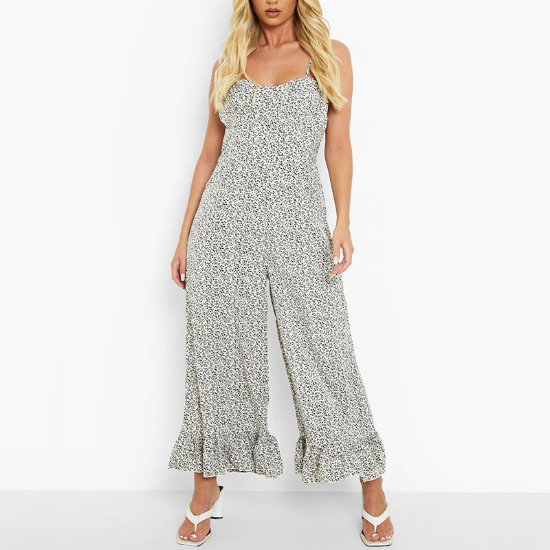 Floral print wide leg Jumpsuit womens