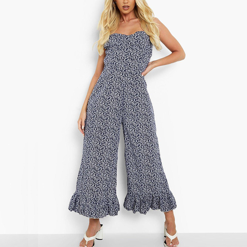 Floral print wide leg Jumpsuit womens