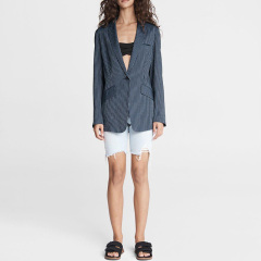 New women's striped linen blend blazer