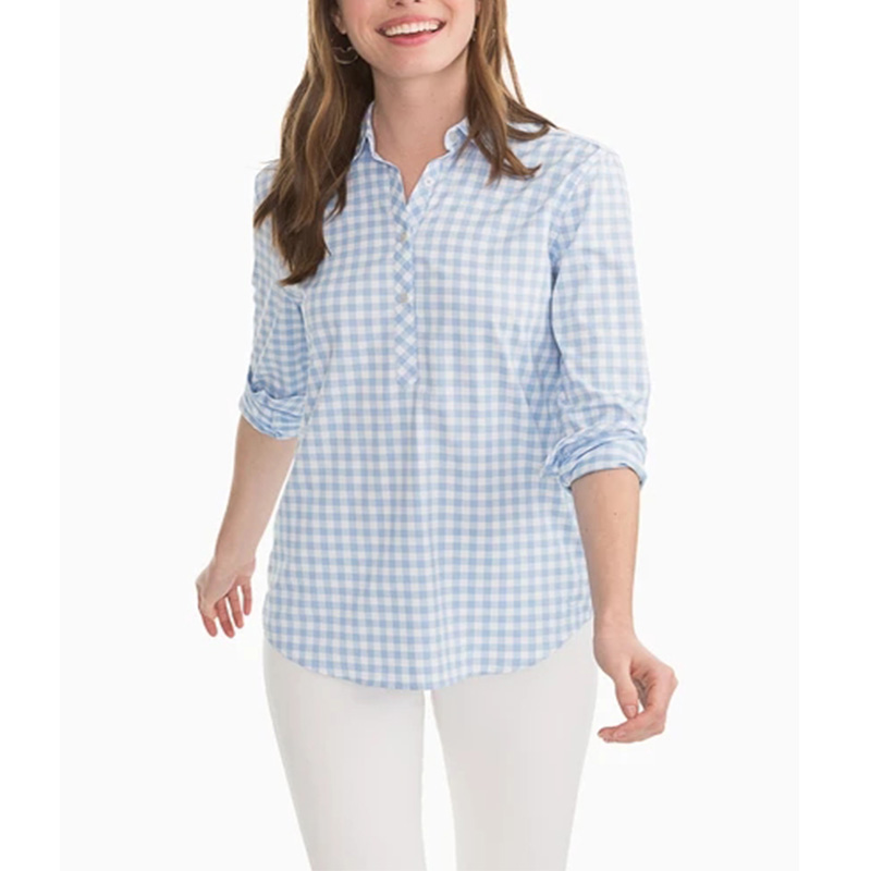 Check popover shirt womens